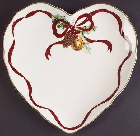 Holly Bells 9" Heart Plate