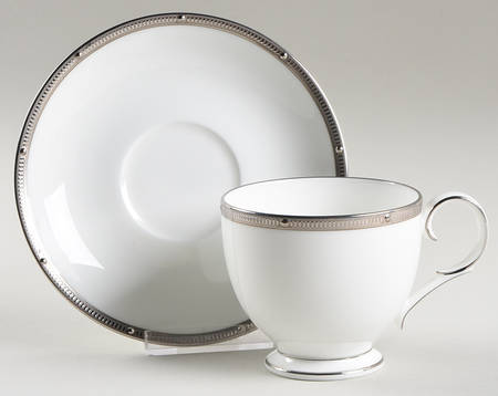 Rochelle Platinum Footed Cup & Saucer Set