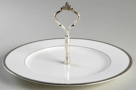 Rochelle Platinum Round Serving Plate with Handle (DP) by Noritake