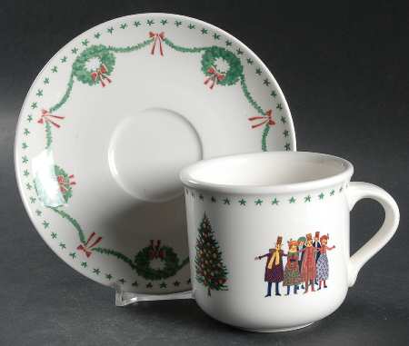 Americana Christmas Flat Cup & Saucer Set