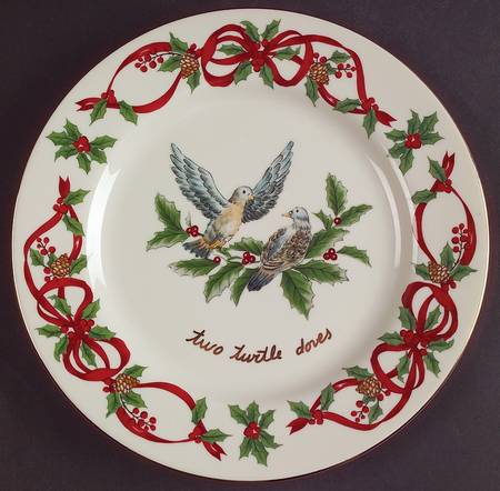 12 Days of Christmas (Red Ribbons, Gold Trim) Salad Plate