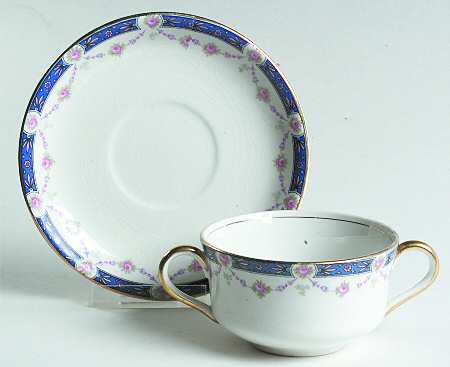 La Rosa (White Background) Flat Bouillon Cup & Saucer