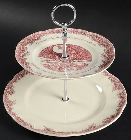 Twas the Night Before Christmas 2 Tiered Serving Tray (Dinner & Salad Plate)