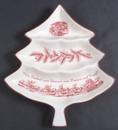 Twas the Night Before Christmas 14" 3 Part Large Tree Shaped Dish