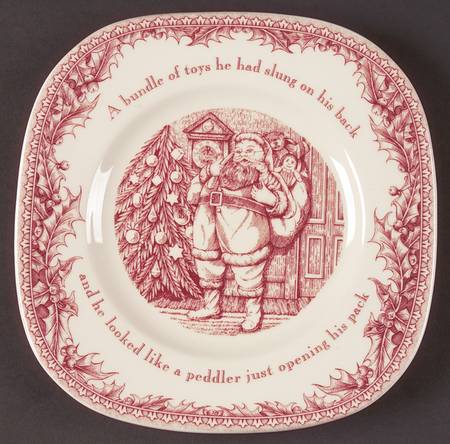 Twas the Night Before Christmas Square Salad Plate
