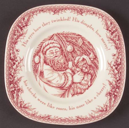 Twas the Night Before Christmas Square Salad Plate