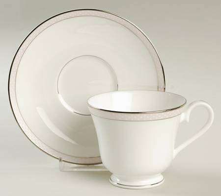 Blush Beaded Pearl Footed Cup & Saucer Set
