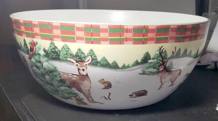 Woodland Santa 10" Large Salad Serving Bowl