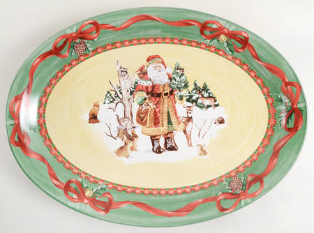 Woodland Santa 16" Oval Serving Platter