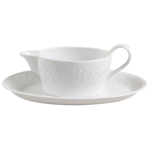 Blanc Fleur Gravy Boat & Underplate/Relish