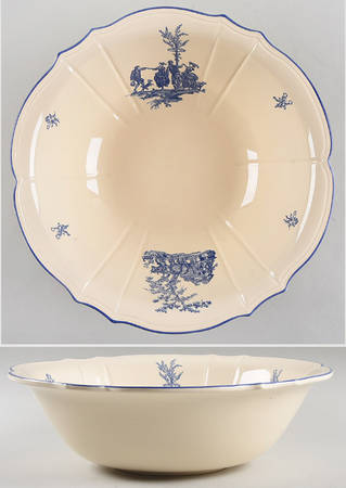 Delices des Quatre Saisons Blue 12" Large Salad Serving Bowl