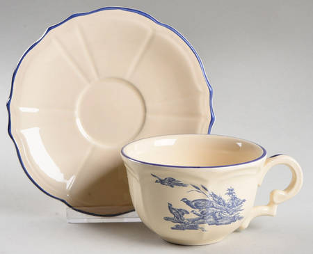 Delices des Quatre Saisons Blue Flat Cup & Saucer Set