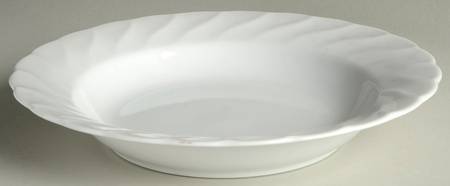 White Swirl Large Rim Soup Bowl