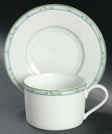 Perennial Green Flat Cup & Saucer Set