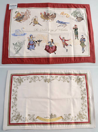 12 Days of Christmas (Gold Scrolls, No Trim) Reversible Cloth Placemat