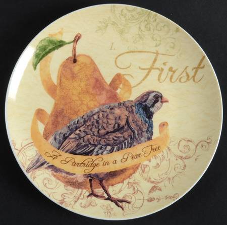 12 Days of Christmas (Gold Scrolls, No Trim) Salad Plate