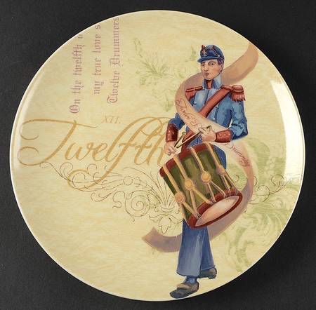 12 Days of Christmas (Gold Scrolls, No Trim) Salad Plate