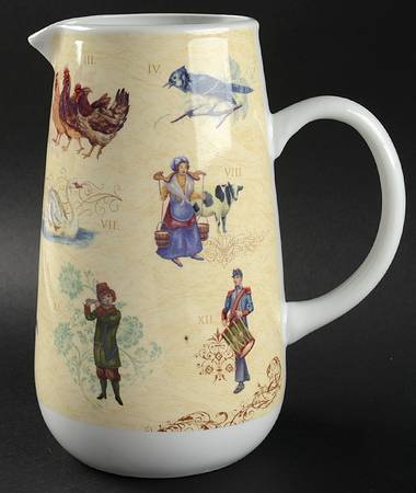 12 Days of Christmas (Gold Scrolls, No Trim) 72 Oz Pitcher