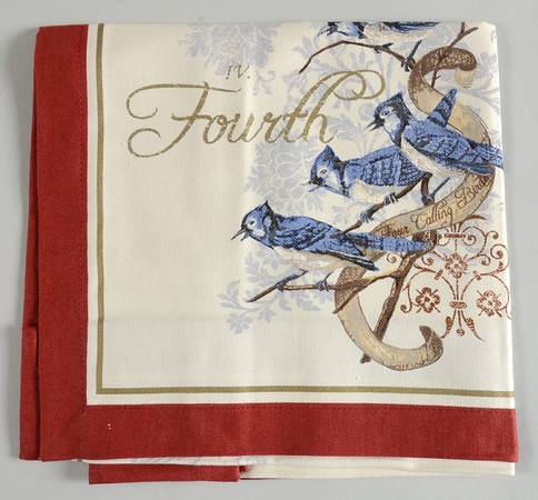12 Days of Christmas (Gold Scrolls, No Trim) Cloth Napkin