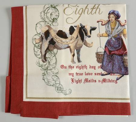 12 Days of Christmas (Gold Scrolls, No Trim) Cloth Napkin