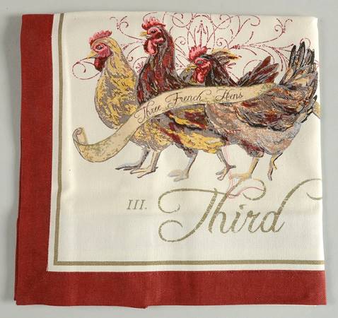 12 Days of Christmas (Gold Scrolls, No Trim) Cloth Napkin