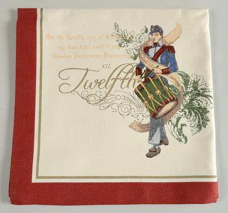 12 Days of Christmas (Gold Scrolls, No Trim) Cloth Napkin