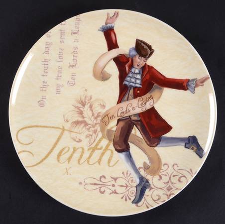 12 Days of Christmas (Gold Scrolls, No Trim) Salad Plate