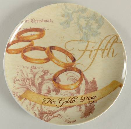 12 Days of Christmas (Gold Scrolls, No Trim) Salad Plate