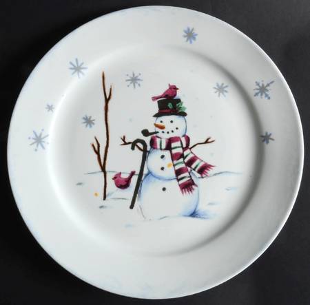 Building a Snowman 13" Chop Plate (Round Platter)