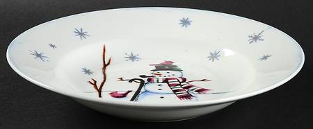Building a Snowman Large Rim Soup Bowl