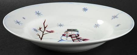 Building a Snowman Large Rim Soup Bowl