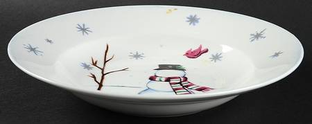 Building a Snowman Large Rim Soup Bowl