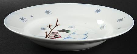 Building a Snowman Large Rim Soup Bowl
