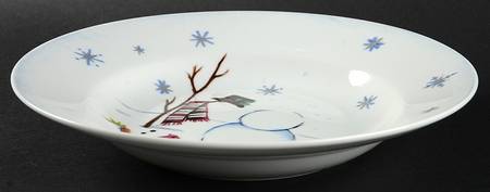 Building a Snowman Large Rim Soup Bowl