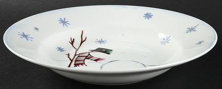Building a Snowman Large Rim Soup Bowl
