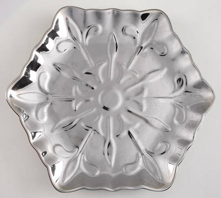 Silver Snowflake 10" Hexagonal Tray