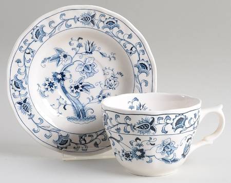 Ming Tree Blue (Fine Tableware Backstamp) Flat Cup & Saucer Set by Nikko