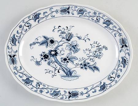 Ming Tree Blue (Fine Tableware Backstamp) 11" Oval Serving Platter