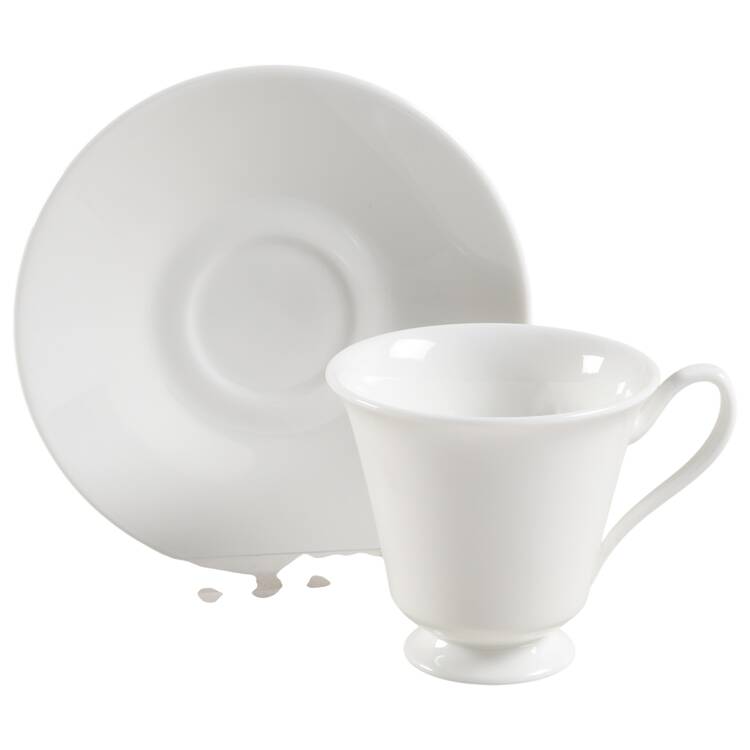 Mayfair White Footed Demitasse Cup & Saucer Set