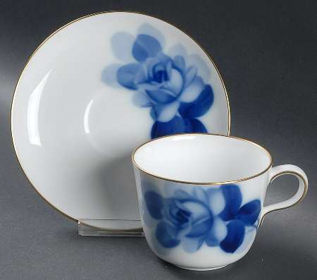 Blue Rose Flat Cup & Saucer Set