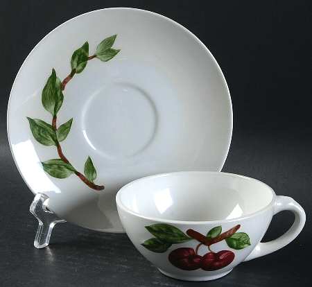 Cherry Flat Cup & Saucer Set