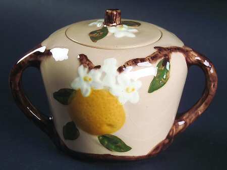 Orange Blossom Pinkish Beige Sugar Bowl & Lid by Orchard