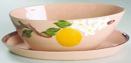 Orange Blossom Pinkish Beige Gravy Boat with Attached Underplate by Orchard