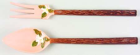 Orange Blossom Pinkish Beige 2 Piece Salad Set, Solid Piece by Orchard