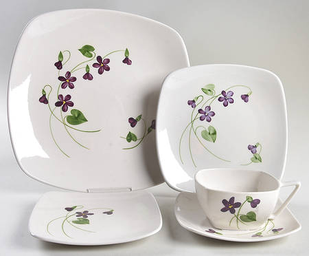 Wood Violet Square 5 Piece Place Setting