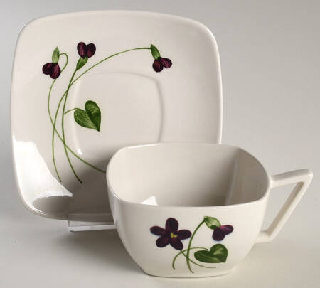Wood Violet Square Flat Cup & Saucer Set