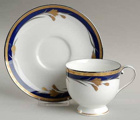 24K Cobalt Blue Footed Cup & Saucer Set