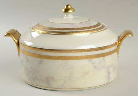 Ivory Travertine Round Covered Vegetable