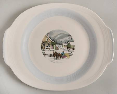 Currier & Ives 12" Oval Serving Platter by Ovington's