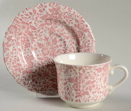 Chintz Dusty Rose Flat Cup & Saucer Set